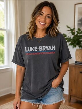 Men's Charcoal Graphic Tee - What Makes You Country Luke Bryan Size 2XL